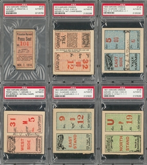 1901-1913 Harvard Crimson Ticket Stub Collection Lot Of 6 (PSA)